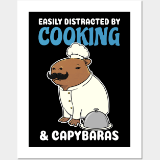 Easily Distracted by Cooking and Capybaras Cartoon Posters and Art